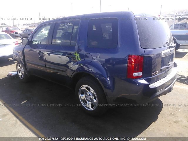 5FNYF4H20DB062794 - 2013 HONDA PILOT LX Dark Blue photo 3