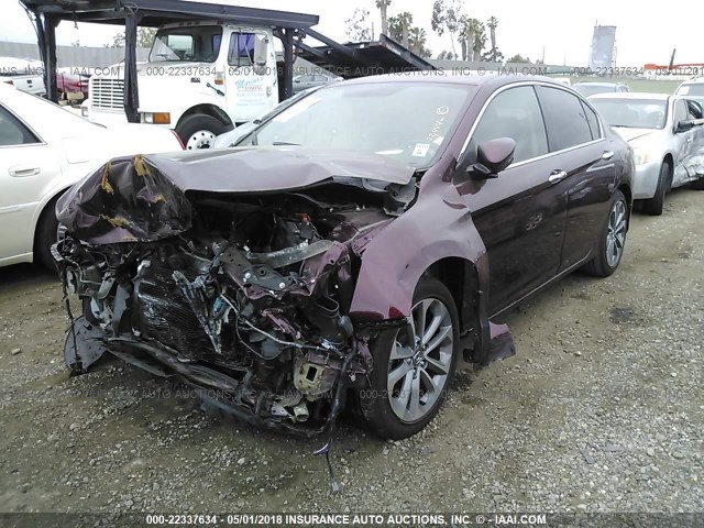 1HGCR2F54FA103864 - 2015 HONDA ACCORD SPORT BURGUNDY photo 2