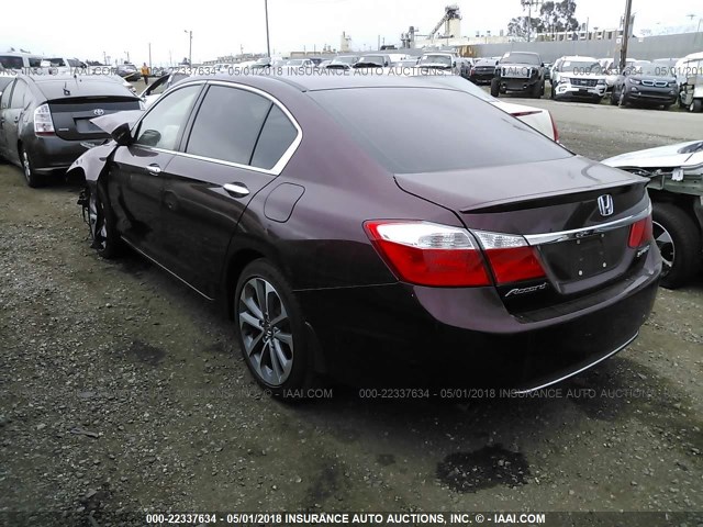 1HGCR2F54FA103864 - 2015 HONDA ACCORD SPORT 勃艮第红 照片 3