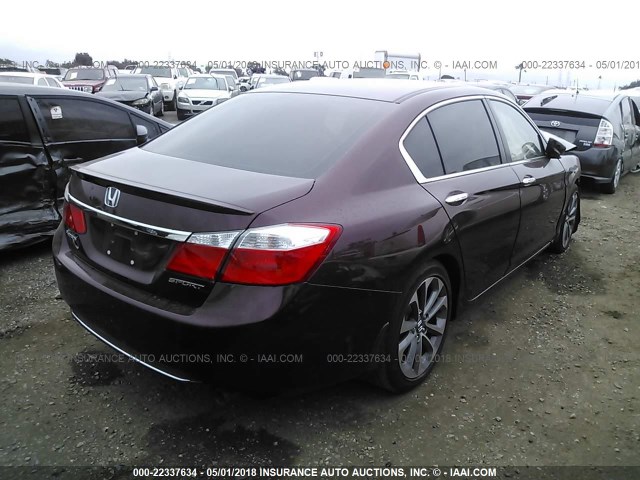 1HGCR2F54FA103864 - 2015 HONDA ACCORD SPORT BURGUNDY photo 4