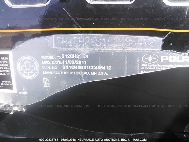 SN1CH8GS1CC486412 - 2012 POLA 799CC  BLACK photo 10