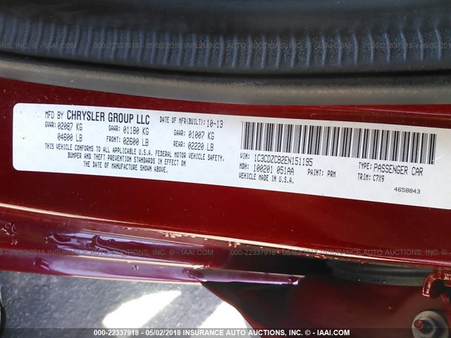 1C3CDZCB2EN151195 - 2014 DODGE AVENGER SXT RED photo 9