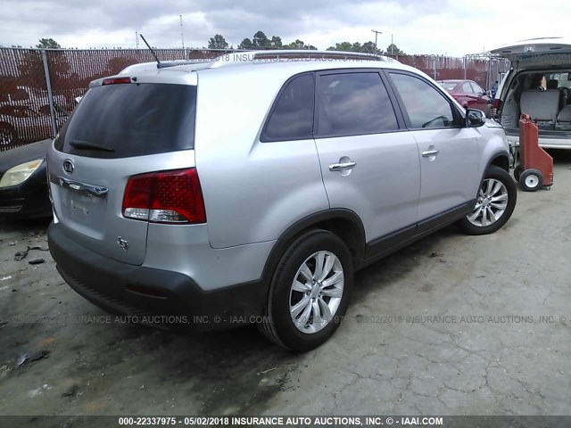 5XYKT4A22BG047535 - 2011 KIA SORENTO LX SILVER photo 4