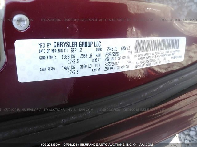 2C4RC1BG5DR565015 - 2013 CHRYSLER TOWN & COUNTRY TOURING RED photo 9
