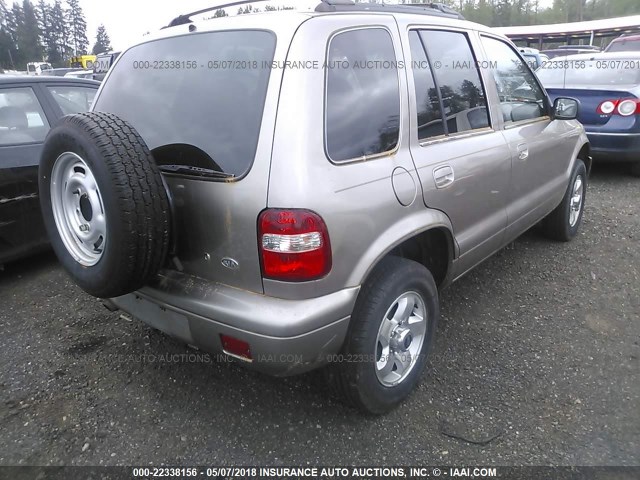 KNDJB723925109688 - 2002 KIA SPORTAGE TAN photo 4