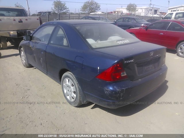 1HGEM22982L019710 - 2002 HONDA CIVIC EX BLUE photo 3