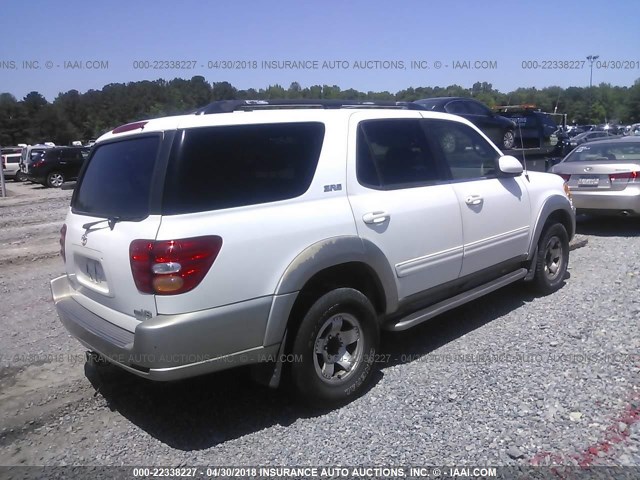 5TDZT34AX2S092401 - 2002 TOYOTA SEQUOIA SR5 WHITE photo 4