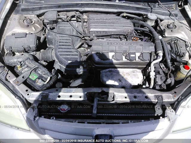 1HGES267X1L076634 - 2001 HONDA CIVIC EX Champagne photo 10