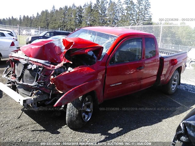 5TETX62N57Z362081 - 2007 TOYOTA TACOMA PRERUNNER ACCESS CAB RED photo 2