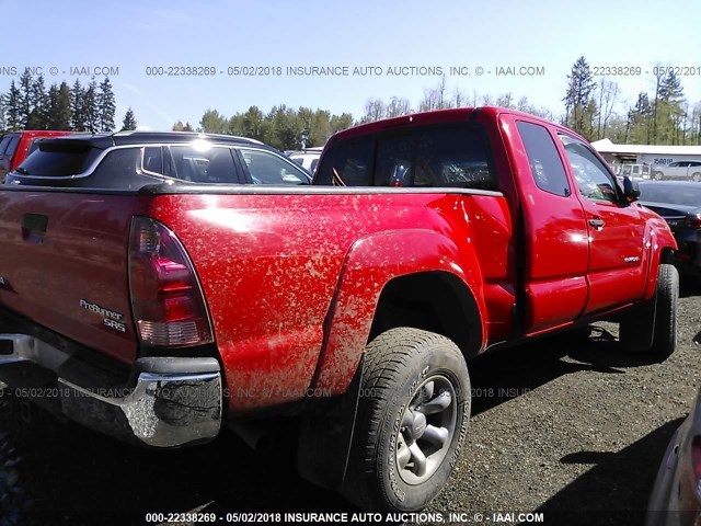 5TETX62N57Z362081 - 2007 TOYOTA TACOMA PRERUNNER ACCESS CAB RED photo 4