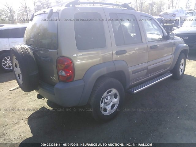1J4GL48K32W207396 - 2002 JEEP LIBERTY SPORT 香槟色 照片 4