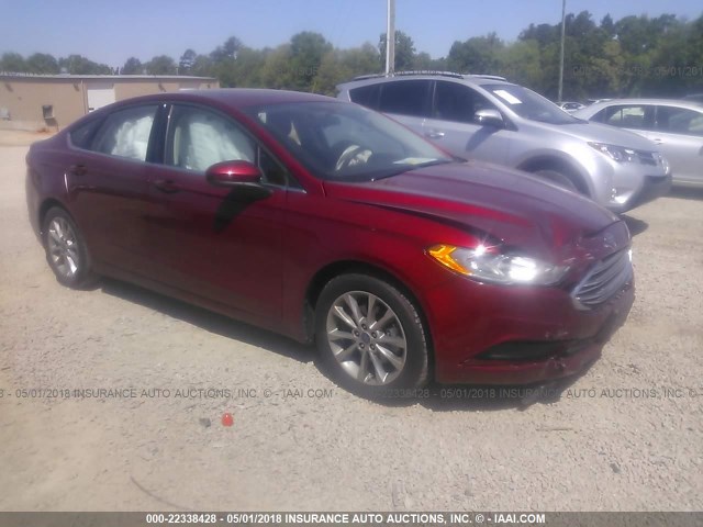 3FA6P0HDXHR269413 - 2017 FORD FUSION SE RED photo 1