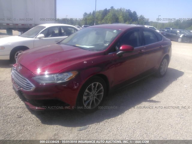 3FA6P0HDXHR269413 - 2017 FORD FUSION SE RED photo 2