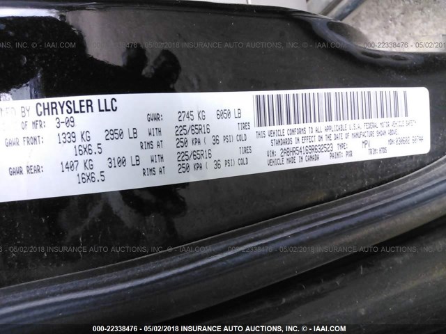 2A8HR54169R632523 - 2009 CHRYSLER TOWN & COUNTRY TOURING BLACK photo 9