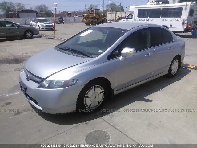 JHMFA36277S012483 - 2007 HONDA CIVIC HYBRID SILVER photo 2