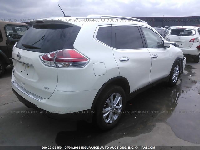 KNMAT2MT5FP534672 - 2015 NISSAN ROGUE S/SL/SV WHITE photo 4