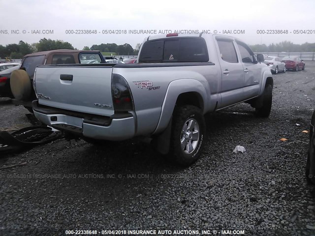 3TMMU52N19M011479 - 2009 TOYOTA TACOMA DOUBLE CAB LONG BED SILVER photo 4