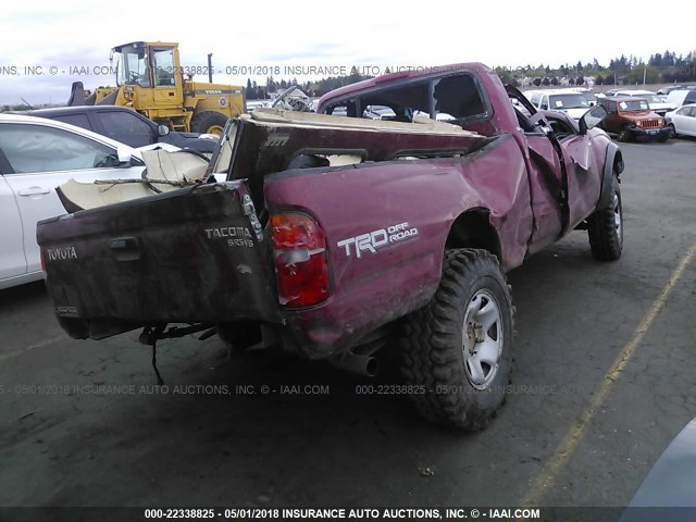 4TAWN72NXWZ078072 - 1998 TOYOTA TACOMA XTRACAB RED photo 4