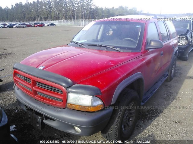 1D4HS38N53F588173 - 2003 DODGE DURANGO SPORT RED photo 2