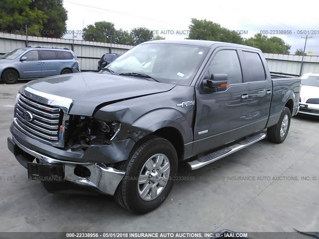 1FTFW1CT2CKD77586 - 2012 FORD F150 SUPERCREW GRAY photo 2