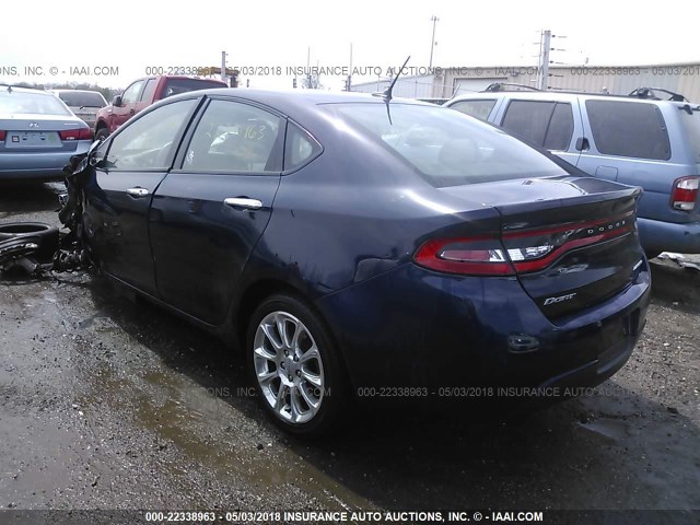 1C3CDFCA7DD340516 - 2013 DODGE DART LIMITED/R/T BLUE photo 3