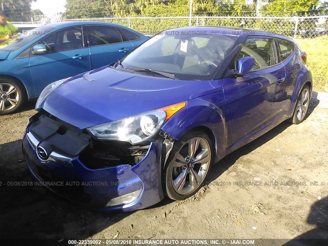 KMHTC6AD9DU152099 - 2013 HYUNDAI VELOSTER BLUE photo 2