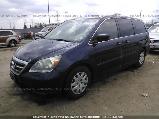 5FNRL38276B114562 - 2006 HONDA ODYSSEY LX BLUE photo 2