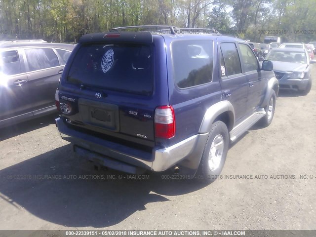 JT3HN86R1Y0290838 - 2000 TOYOTA 4RUNNER SR5 BLUE photo 4