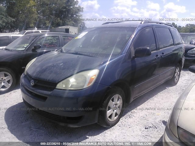 5TDZA23C05S352277 - 2005 TOYOTA SIENNA CE/LE BLUE photo 2