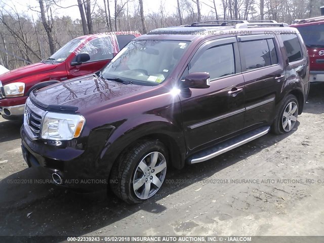 5FNYF4H98FB043667 - 2015 HONDA PILOT TOURING MAROON photo 2