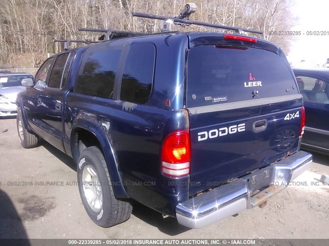 1B7HG2AN31S325543 - 2001 DODGE DAKOTA QUAD BLUE photo 3