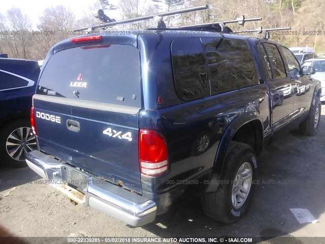 1B7HG2AN31S325543 - 2001 DODGE DAKOTA QUAD BLUE photo 4