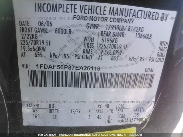 1FDAF56P87EA26116 - 2007 FORD F550 SUPER DUTY 黑色 照片 10