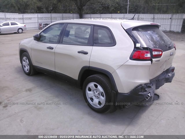 1C4PJLAB6EW222298 - 2014 JEEP CHEROKEE SPORT TAN photo 3