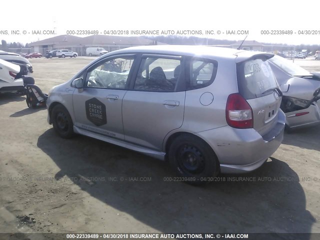 JHMGD38667S054963 - 2007 HONDA FIT S SILVER photo 3