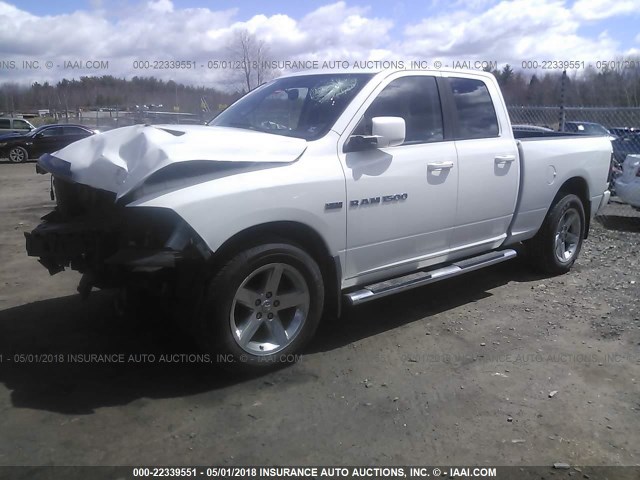 1C6RD7HT1CS105651 - 2012 DODGE RAM 1500 SPORT WHITE photo 2