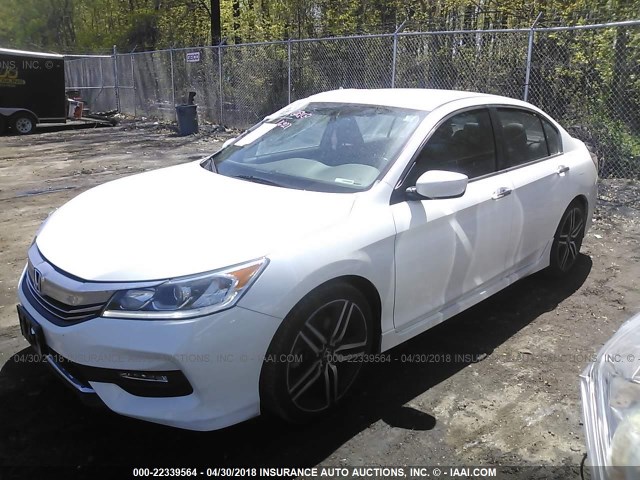 1HGCR2F56GA093971 - 2016 HONDA ACCORD SPORT WHITE photo 2