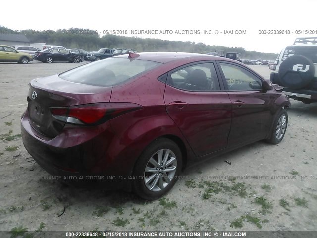 5NPDH4AE9GH760906 - 2016 HYUNDAI ELANTRA SE/SPORT/LIMITED წითელი ფოტო 4