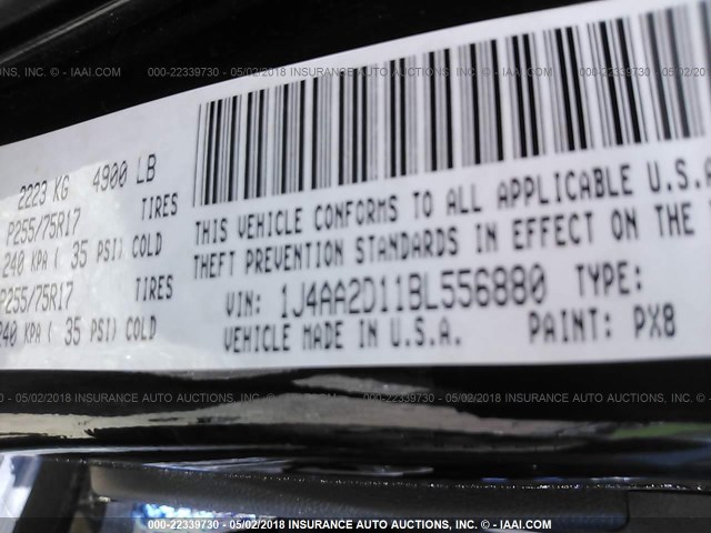 1J4AA2D11BL556880 - 2011 JEEP WRANGLER SPORT 黑色 照片 9