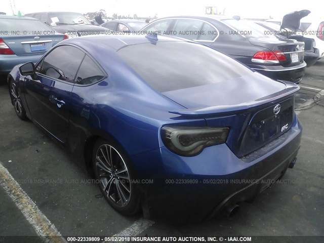 JF1ZNAA16F9710665 - 2015 TOYOTA SCION FR-S BLUE photo 3