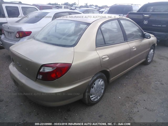 KNADC123326181856 - 2002 KIA RIO GOLD photo 4