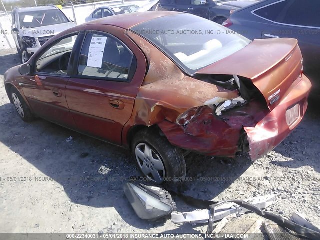 1B3ES46CXYD510578 - 2000 DODGE NEON ES ORANGE photo 3