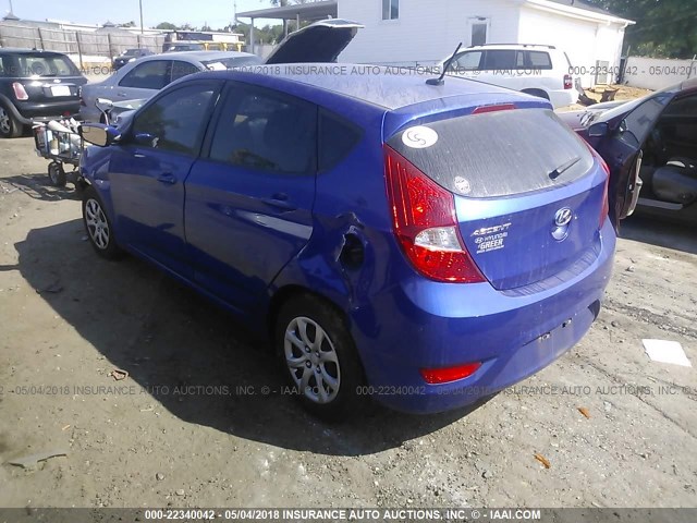 KMHCT5AE8EU177287 - 2014 HYUNDAI ACCENT GLS/GS BLUE photo 3