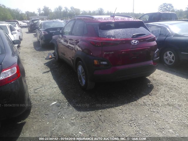 KM8K22AA6JU070422 - 2018 HYUNDAI KONA SEL MAROON photo 3