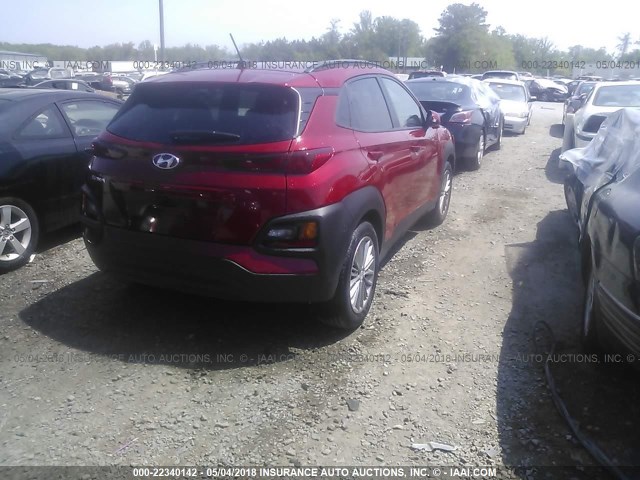 KM8K22AA6JU070422 - 2018 HYUNDAI KONA SEL MAROON photo 4