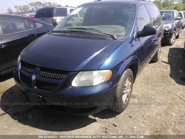 1B4GP45382B693649 - 2002 DODGE CARAVAN SPORT BLUE photo 2