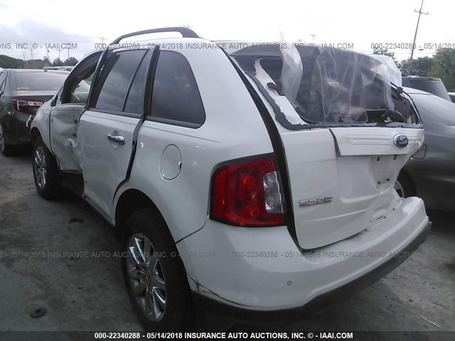 2FMDK3JC5BBB44047 - 2011 FORD EDGE SEL WHITE photo 3