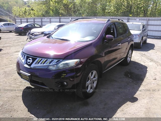 JN8AZ1MW1AW124487 - 2010 NISSAN MURANO S/SL/LE MAROON photo 2