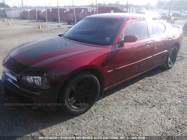 2B3KA53H26H539777 - 2006 DODGE CHARGER R/T RED photo 2