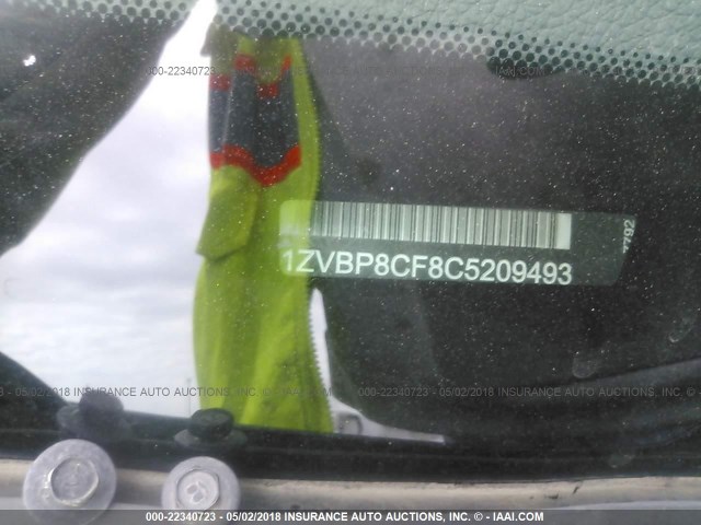1ZVBP8CF8C5209493 - 2012 FORD MUSTANG GT BLACK photo 9